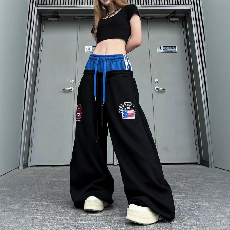 Vintage American Style Wide Leg Sweatpants Unisex Loose Casual Trousers Streetwear