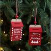 Red Christmas Wooden Plaque Ornaments Wooden DIY Christmas Tree Pendant Christmas Tree Hanging Ornaments