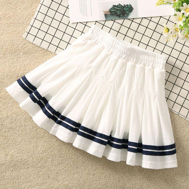 Dívčí plisovaná sukně kalhoty Čtyři roční období Dětský vysokoškolský styl Pruhovaná taneční sukně Střední velikost Dětská krátká sukně