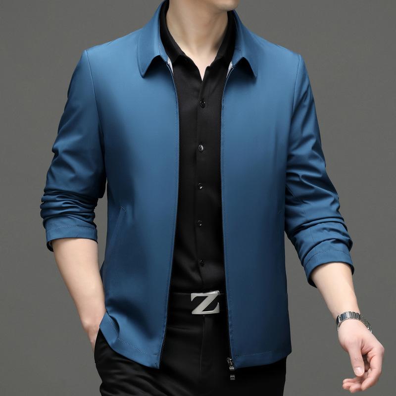 

Тонкая мужская куртка высокого класса на весну и осень, деловой пиджак среднего возраста с лацканами, не требующий глажки, повседневная красная куртка из шелка тутового дерева 170