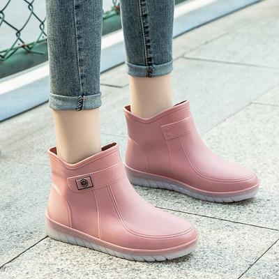 Women's Rain Shoes Student Korean Version Jelly Sole Plastic Shoes Waterproof Low-top Non-slip Fashion Velvet Cotton Warm Removable