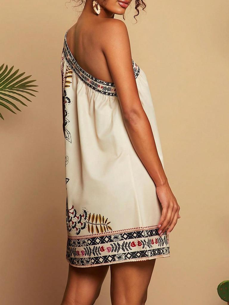 2025 Elegant Women's Sleeveless Dress: Printed, Waist-Cinching, Slimming Style