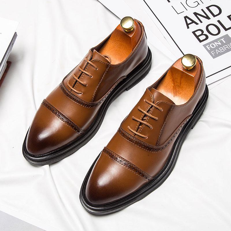 Fashion Pointed Casual Leather Shoes Business Dress Men'S Shoes One Piece Model 4028-D
