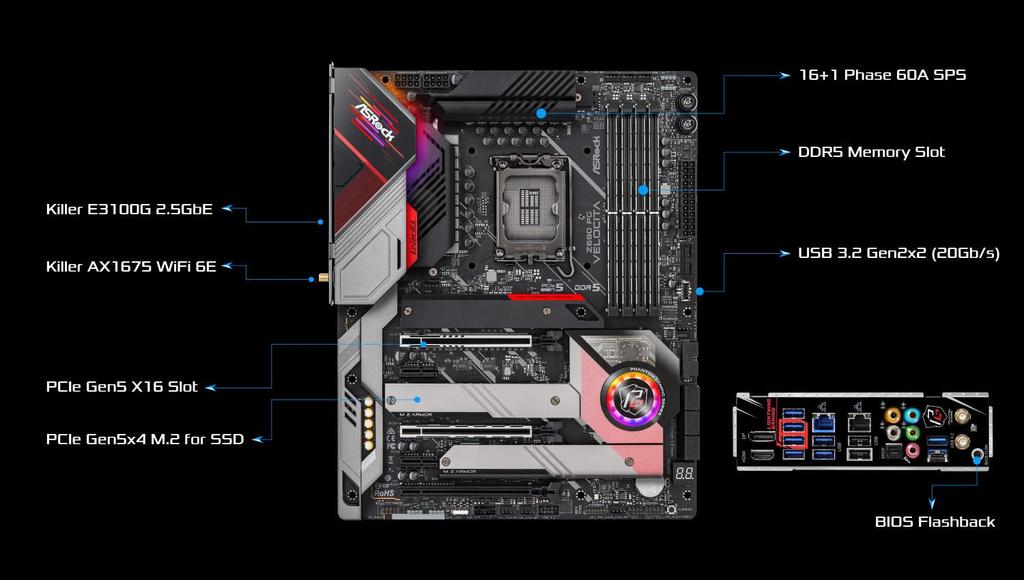 Płyta główna ASRock Z690 PG Velocita Intel 12. generacji CPU Kompatybilna z płytą główną Z690 ATX Autoryzowany dystrybutor (LGA1700) [Produkt krajowy]