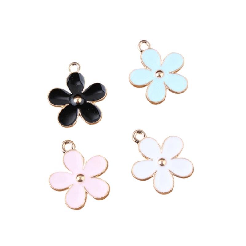 Double-Sided 5-Petal Flower Alloy Pendant for DIY Jewelry