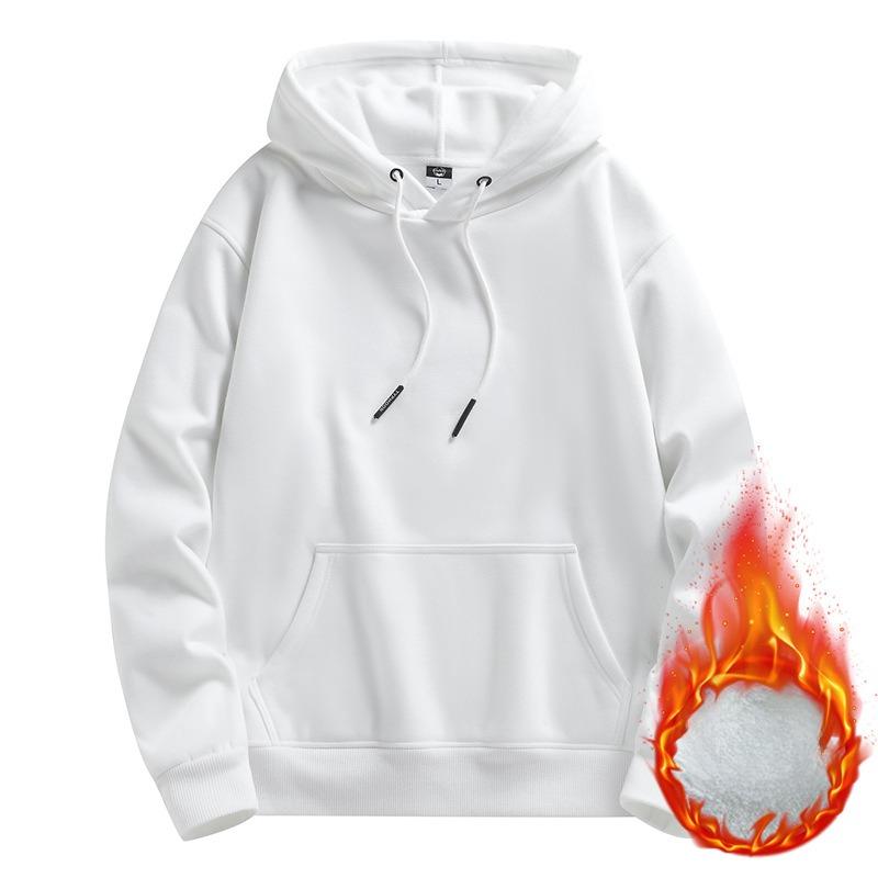 QICED Мужская весенняя, осенняя и зимняя утепленная мужская толстовка с капюшоном, свитер, верхняя одежда, топы, мужская куртка-пуловер S белый