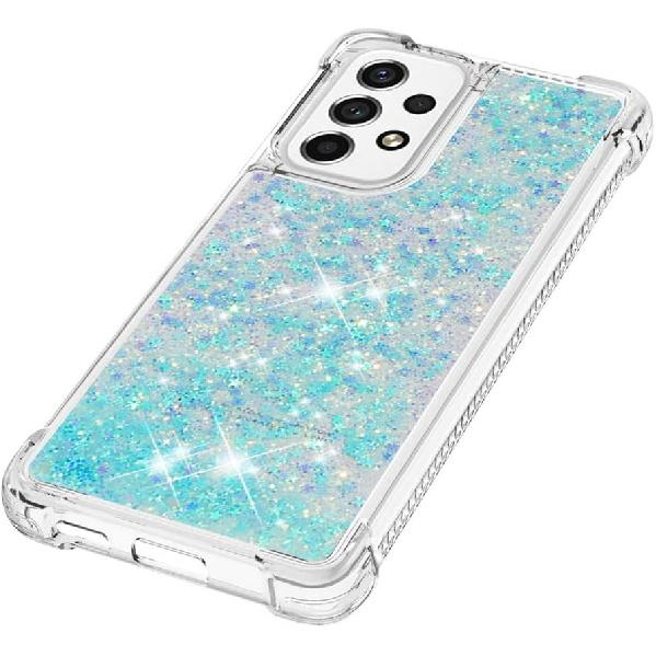 Compatible with Samsung Galaxy A53 5G Case Glitter Cute Clear Phone Case Floating Quicksand Shockproof Protective Bumper Silicone Soft TPU Case for