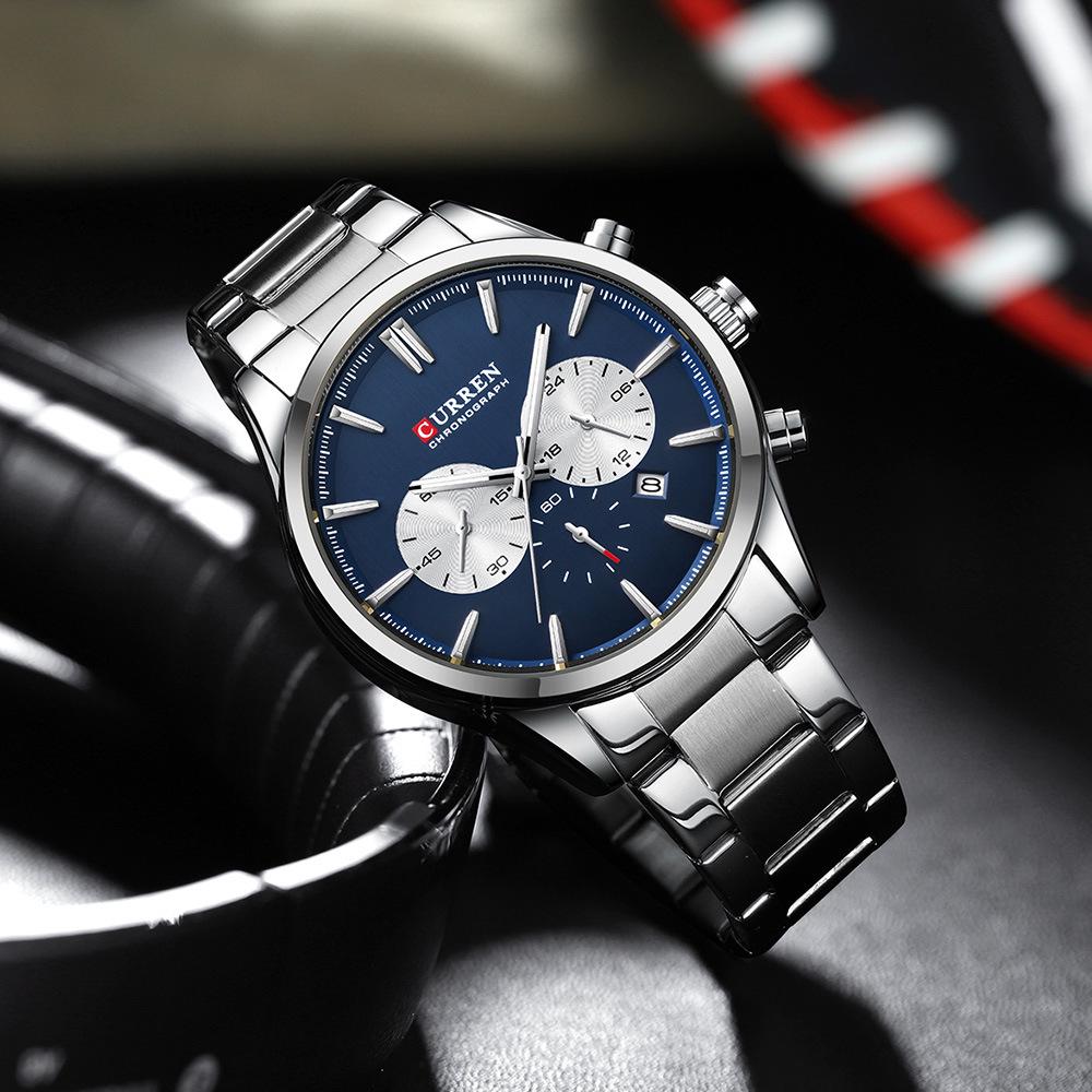 CURREN 8446 Men's Multi-Function Quartz Steel Band Sports Watch