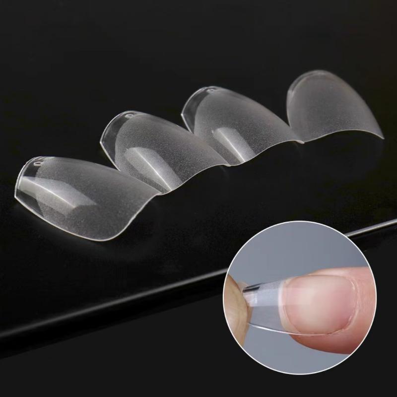 120/240/504/600Pcs False Nail Tips Soft Gel Fingertip Semi-Matte Square Almond French Coffin Full Cover Nails Extension