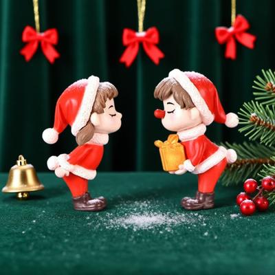 1-20Pairs Mini Christmas Couple Dolls DIY Decoration Accessories Desktop Ornaments Xmas Tree Holiday Party Home Decor Supplies