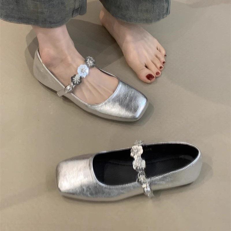 

Gentle ballet single shoes new temperament socialite pink metal buckle word Mary Jane shoes 35 чорний