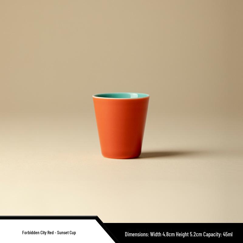 Forbidden City Red Gongfu Tea Set: Ceramic Teapot, Lid Bowl, Filtered Tea Cup, Fair Cup, and Pot Stand Ornament