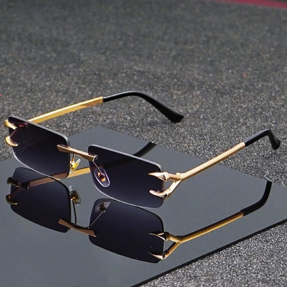 Men's and Women's Casual Square Frameless Metal Fashion Glasses for Casual Activities Lightweight Decorative Accessories