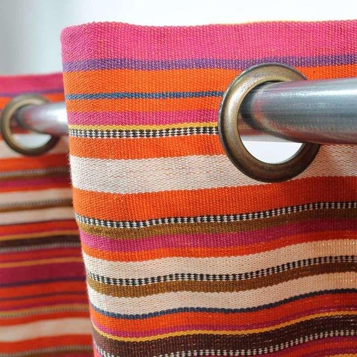 Red Woven Cotton Curtain 150x250
