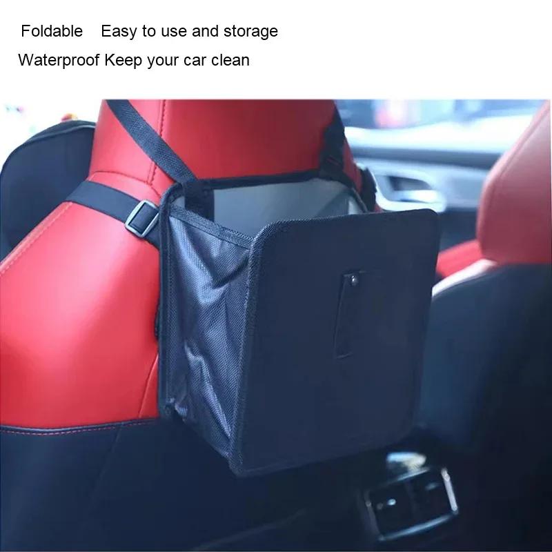 Portable Car Trash Can Waterproof Hanging Mesh Pocket Storage Bag for Car Rear Seats Easy-to-Clean Car Interior Organizer