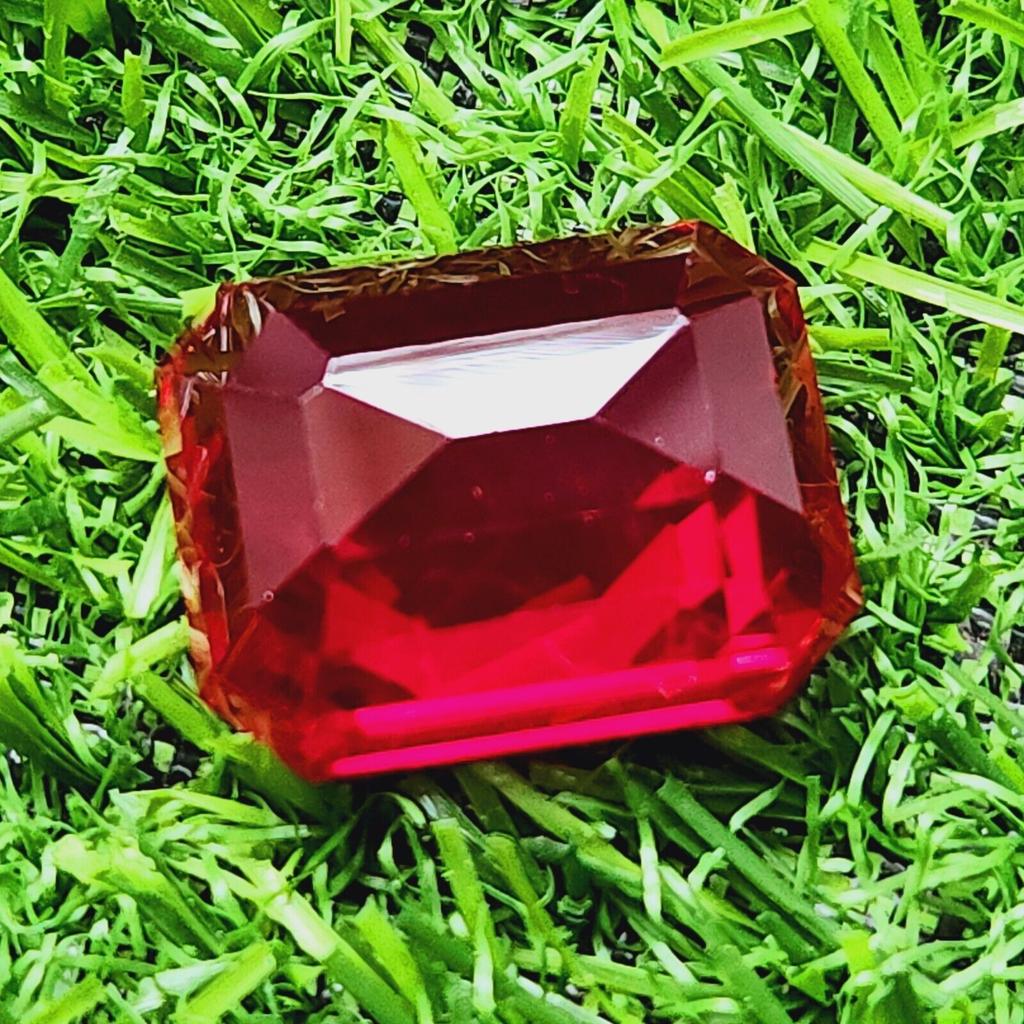75.30Ct Heated Ceylon Red Ruby Emerald Cut Faceted Loose Gemstone