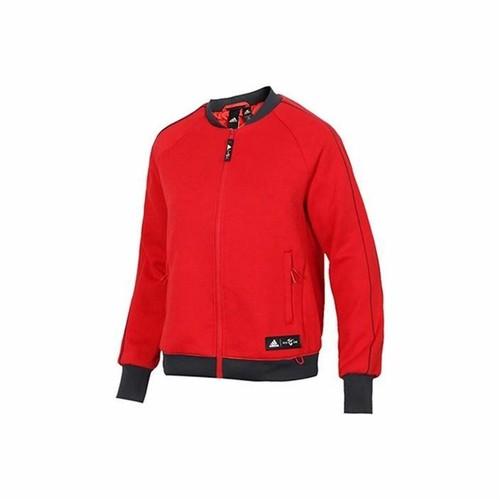 adidas Color-Blocked Sports Casual Zip-Up Hoodie Jacket for Men, Red L красный