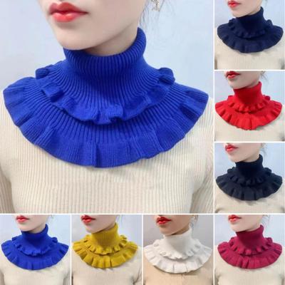 Women Fake Collar Double-Layered Ruffle Trim Autumn Winter FALSE Collar Solid Color