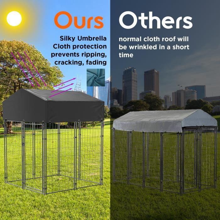 XXL Outdoor Dog Pen with Oxford-Fabric Roof, Metal, 165 × 127 × 120 cm