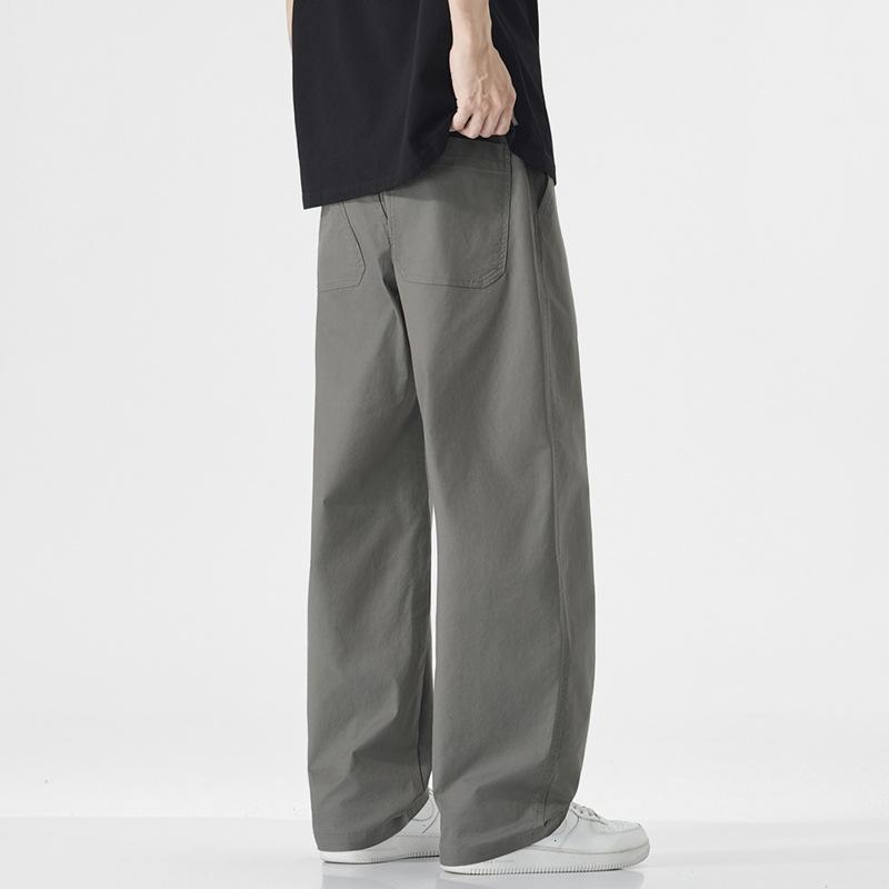 American Solid Color Simple Trendy Brand Old Money Style Casual Pants Men's Trendy Versatile Loose Wide-leg Straight Trousers