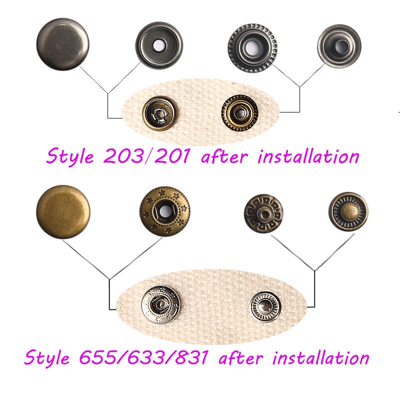 20Sets/Pack 10-15Mm Metal Snap Buttons Sewing Accessories Botones Snaps Button For Clothing Bags Leather Pressure Snap Fasteners