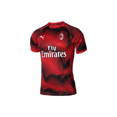 Puma Koszulka męska z krótkim rękawem z nadrukiem sportowym i literami, z okrągłym dekoltem, Ac Milan, topy, pomarańczowo-czarna 754866-02
