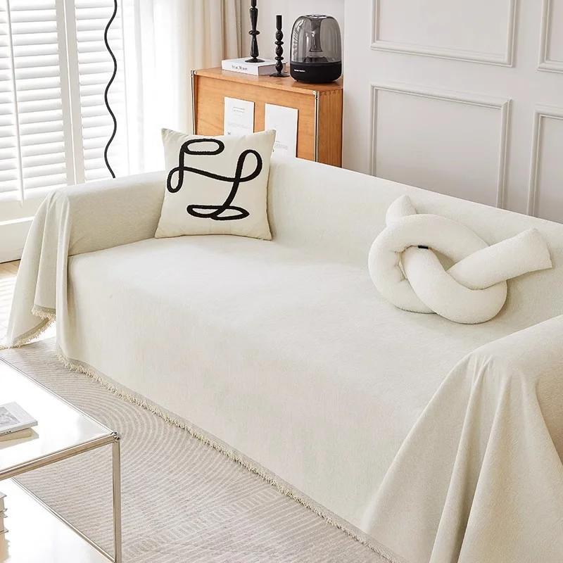 Chenille Sofa Towel with Tassels Double-side Sofa Covers for Living Room Large Blanket Leisure Relax Machine Washable Blanket