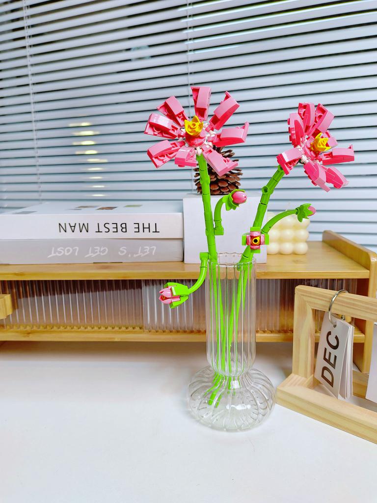 Blocchi da Costruzione Bouquet Rosa Girasole Eterno, Mini Mattoncini Fai da Te per Adulti, Regalo che Non Appassisce per San Valentino Anniversario Decorazione per la Casa