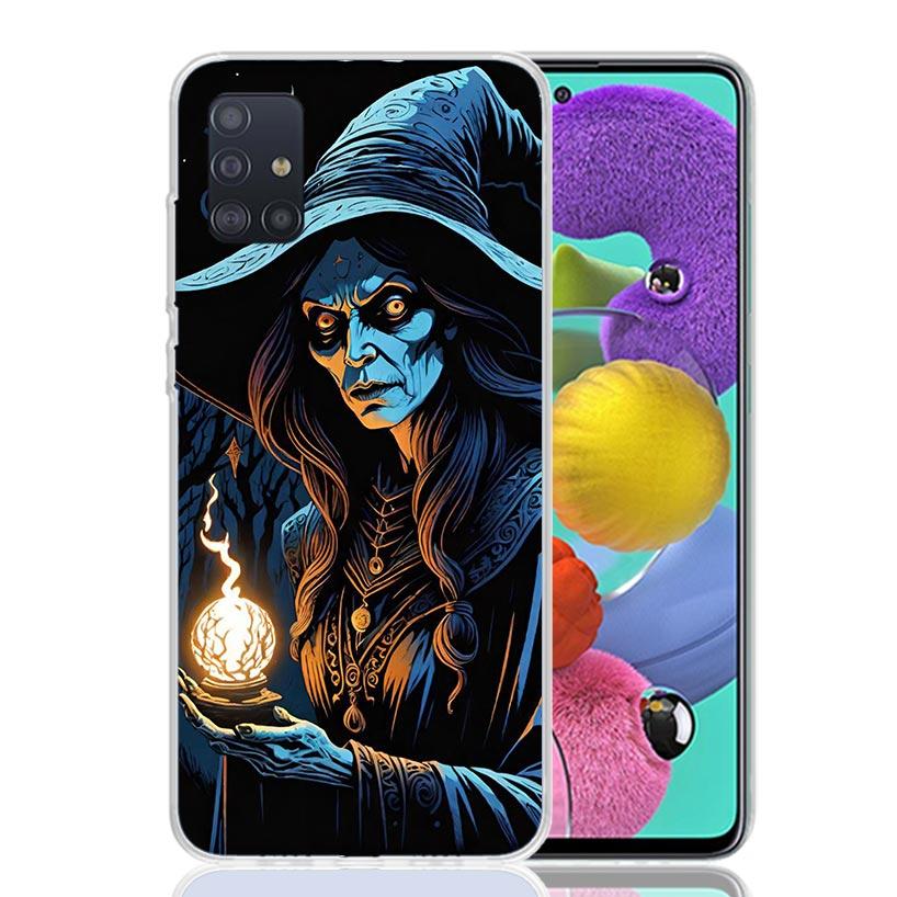 Halloween Moon Witch Horror Phone Case For Samsung Galaxy A52 A32 A22 A12 A02S A50S A30S A51 A31 AA71 Note 20 Ultra 10 S10 Plus