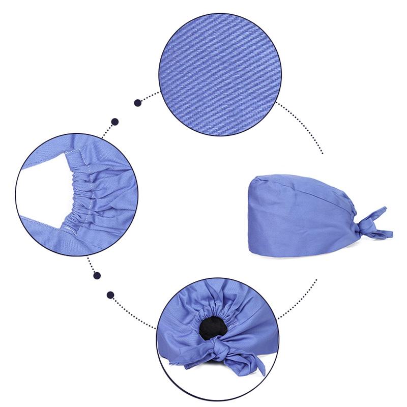 Unisex Women Scrub Nurse Caps Solid Color Adjustable Breathable Beauty Salon Care Cap Surgical Cap Pet Nurse Doctor Working Caps