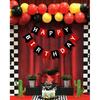 Happy Birthday Banner Birthday Signs Decoration Black Red Racing Theme Party Supplies Garland Decorations Nursery Hanging Decor 13pcs