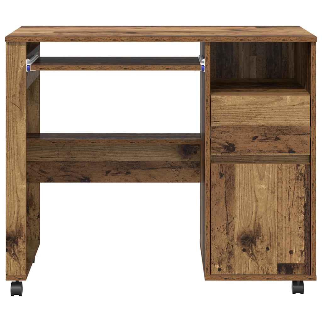 Rolling Table with Wheels Reclaimed Wood Look 91 X 50 X 77 Cm Engineered Wood