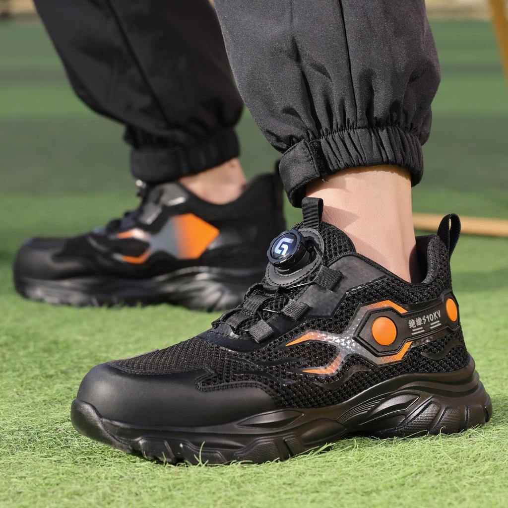 Blue Pomelo Safety Work Wide Toe Puncture Unisex Shoes, Shoes, Dial-Type Sneakers, Mesh, Cap, Breathable, Lightweight, Insulated, Non-Slip,