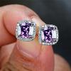 Classic Four-Claw Aaa Square Zircon Stud Earrings