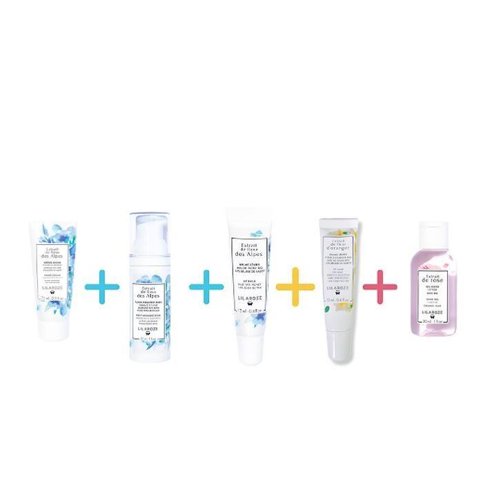 Lilaroze Paris Pack Creme Mains Extrait de fleur des Alpes + Fluide Premieres Rides Extrait de fleur des Alpes + Baume Levres Extrai