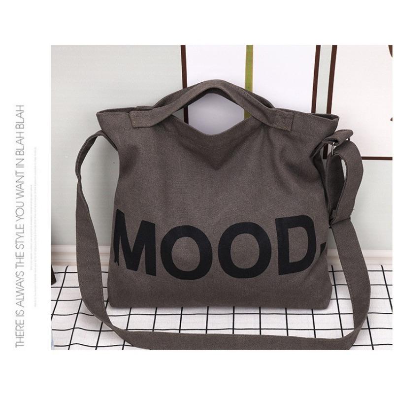 Canvas Bag Women's Shoulder Messenger Bag Cloth Bag College Students Class Literature and Art Simple Large Capacity