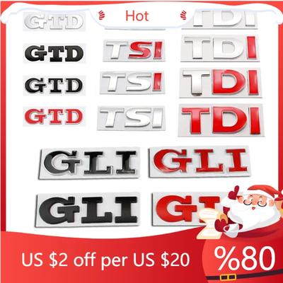 2026 Neu Für VW VOLKSWAGEN 3D Metall TSI TDI GTD GLI Heckklappe Auto Emblem Abzeichen Aufkleber Auto Aufkleber Für VW Volkswagen Polo Golf
