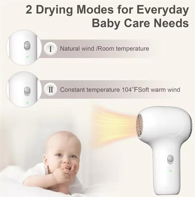 A55X-Charging Base Cordless Hair Dryer For Baby, Gentle Airflow Mini Portable Travel Design, Small Dryer