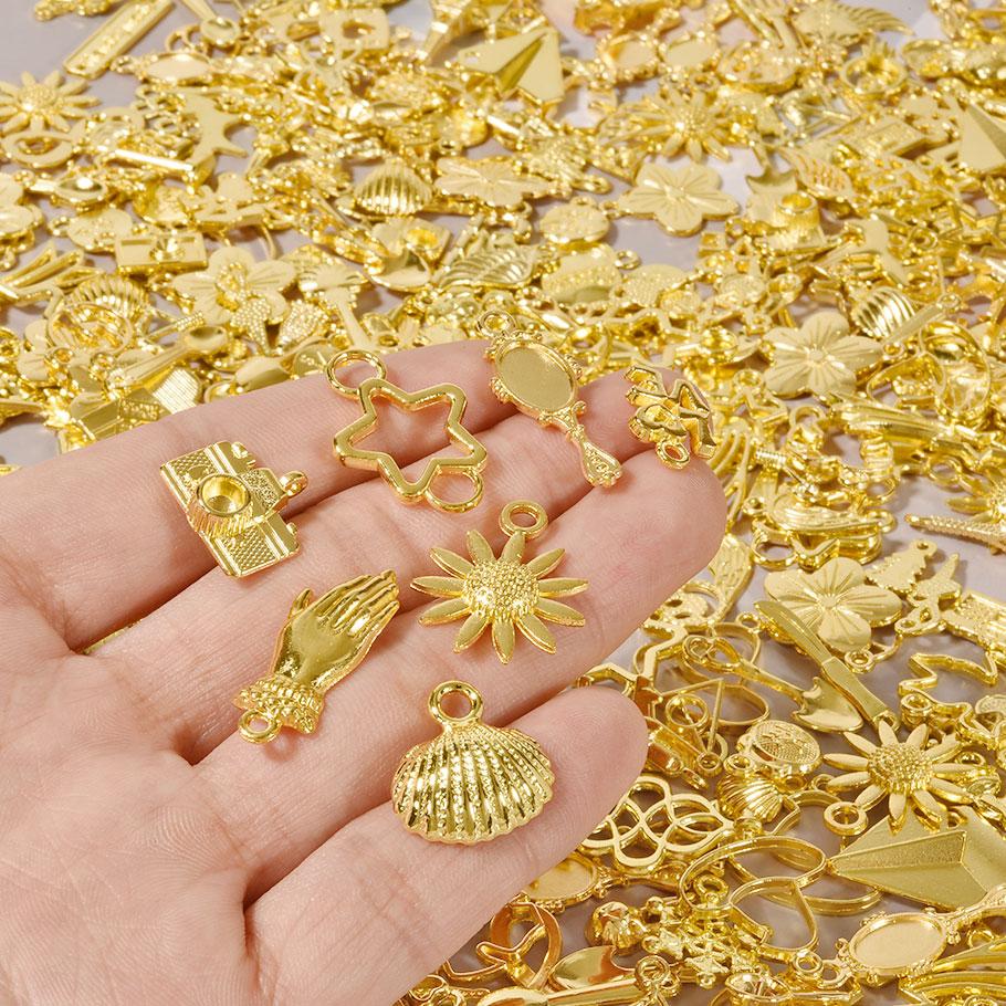 30pcs/Lot Random Mix Vintage Silver/Gold Color Bright/Matte Cute Metal Charms For Jewelry Making Supplies Butterfly Pendant Bulk