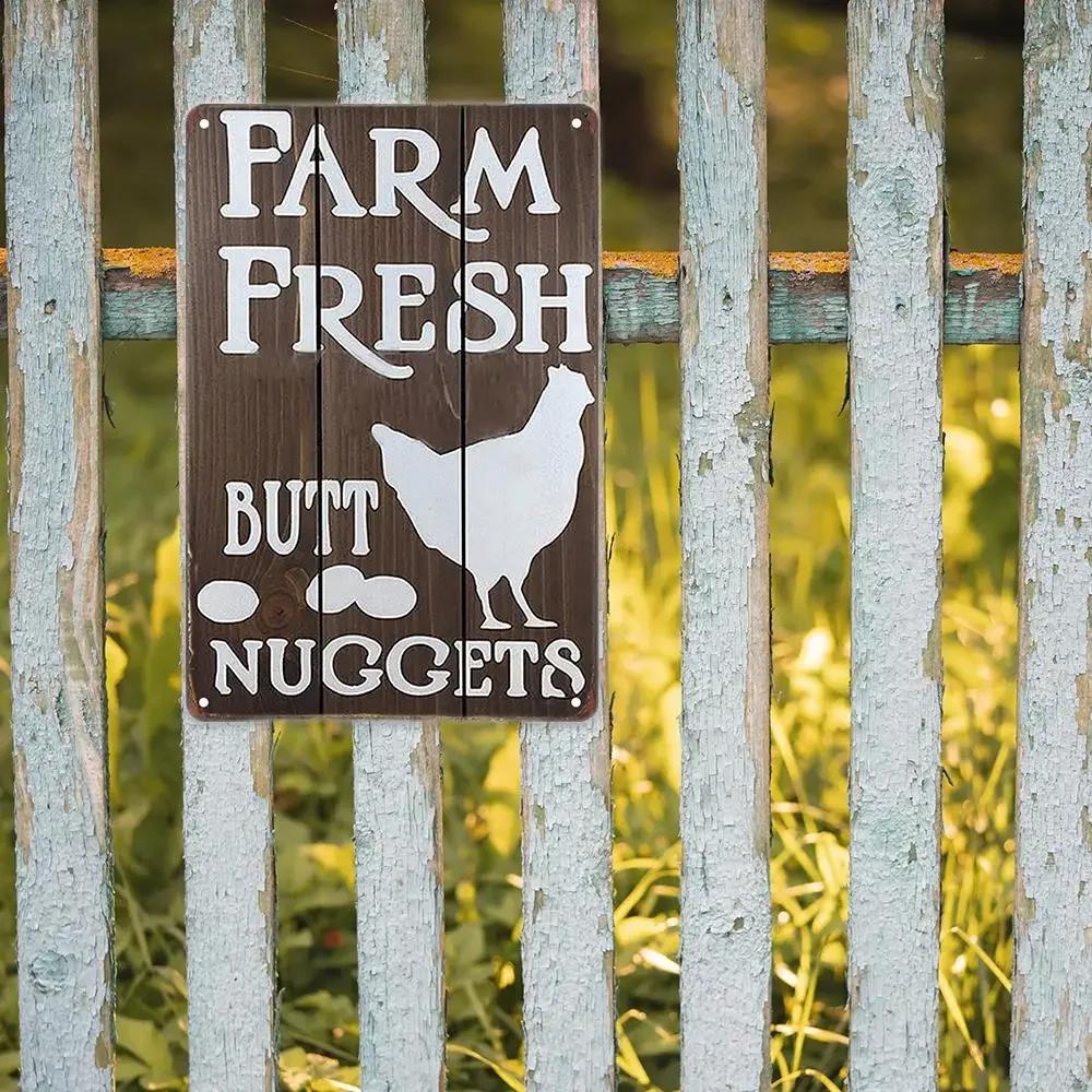 Vintage Tin Sign - Home Is Where the Chickens Are - Metal Signs Funny for Farmhouse Decor - Metal Wall Art for Chicken Coop