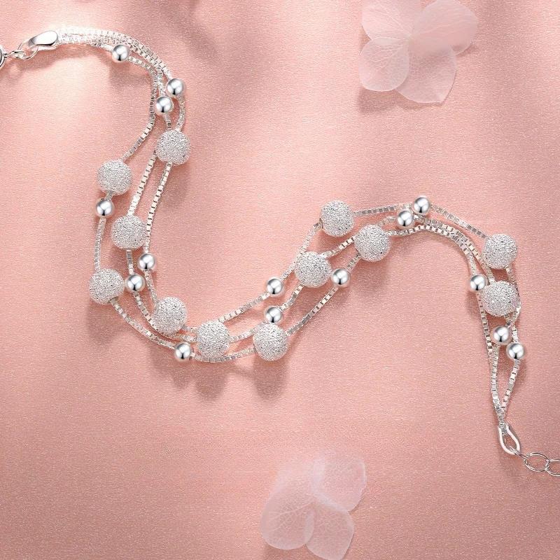 925 Silver Lucky Bead Bracelets Woman Vintage Luxury Original Multi-layer Ball Bracelet Designer Party Jewelry Gifts
