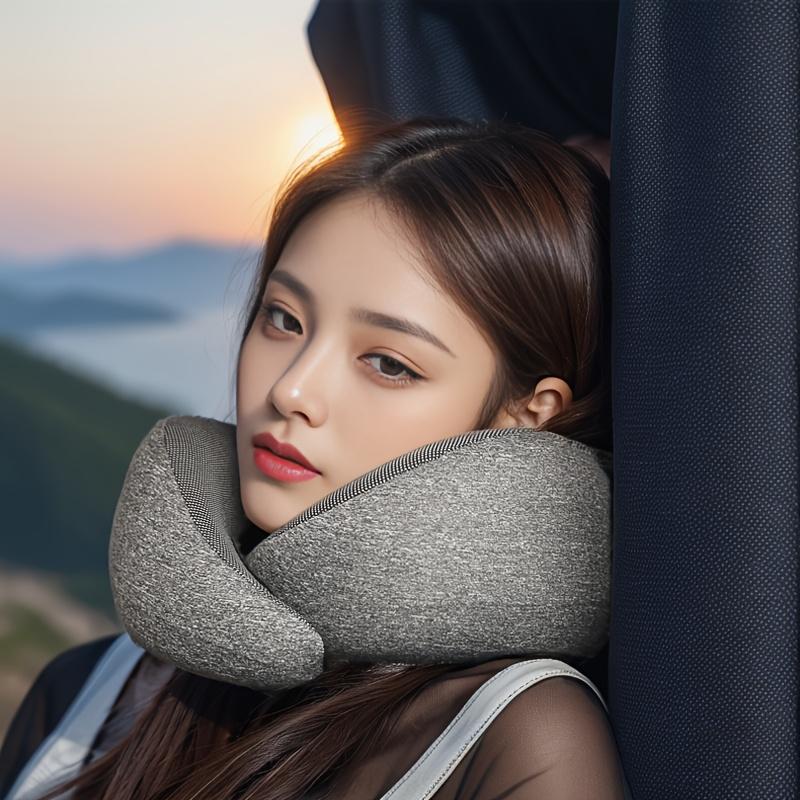 1pc ELHIVE Memory Foam Travel Pillow with Breathable Cover - Neck & Back, Machine Washable Portable Pillow Suitable for Airplane, Car, Office & Home