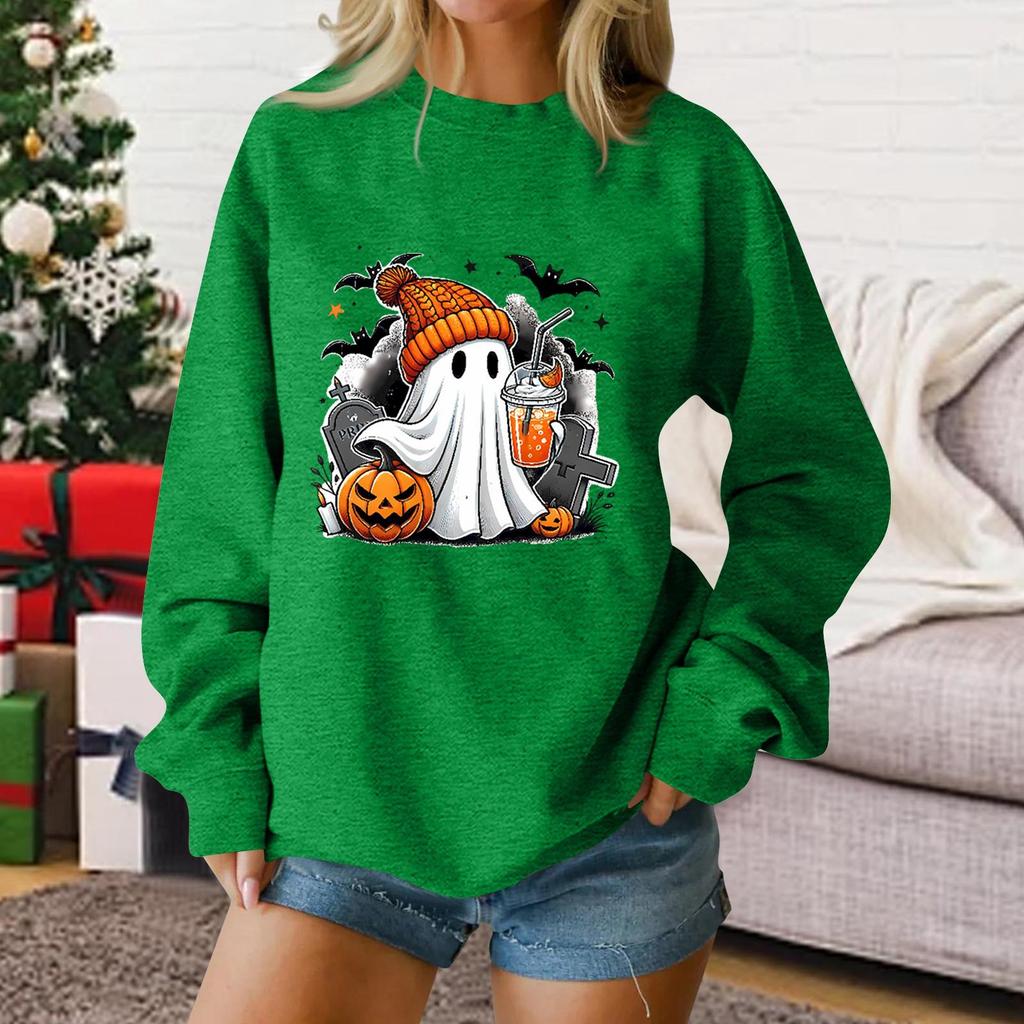 Damen Mode Lässiger Halloween bedruckter Pullover