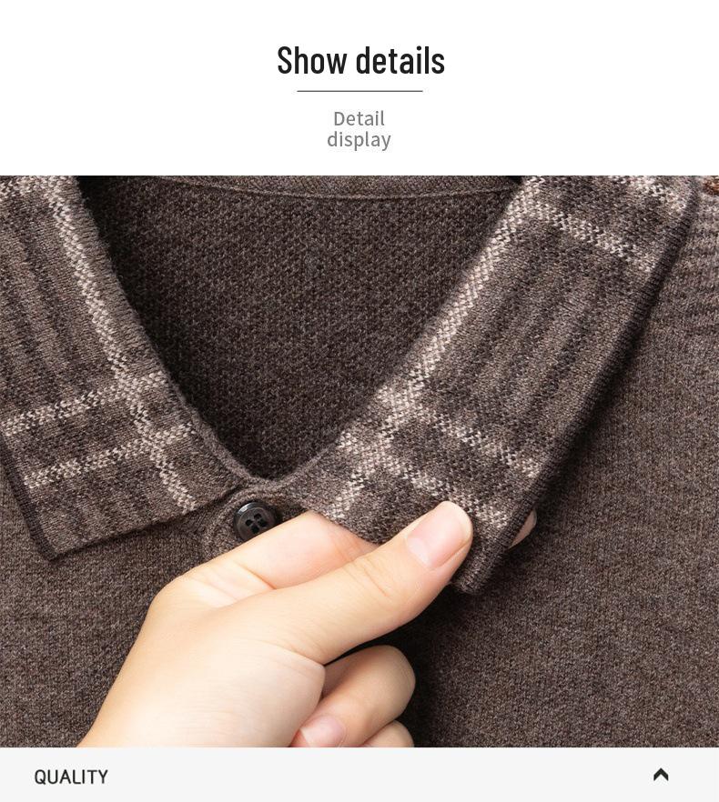 New Arrivals: Men's 100% Pure Wool Thickened Pullover - 400g Winter Sweater for Middle-Aged and Elderly