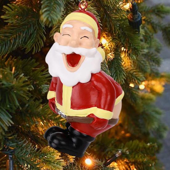 Santa Butt Ornament Funny Resin Santa Claus Christmas Ornament Naughty Christmas Tree Hanging Decoration for Holiday Tree Home Decor