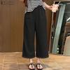 ZANZEA Womens Summer Elastic Waist Loose Casual Croppe Pants