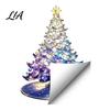 Gradient Blue Purple Tree Design Stained Glass Style Christmas Static Window Cling, Starry Sky Holiday Stickers Xmas Sticker, Reusable PVC Decor