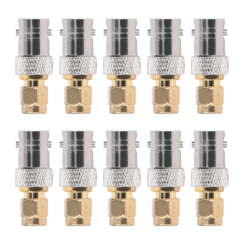 10Pcs RF Coaxial Cable Adapter BNC Female To SMA Male Coax Line Connector Set Kit