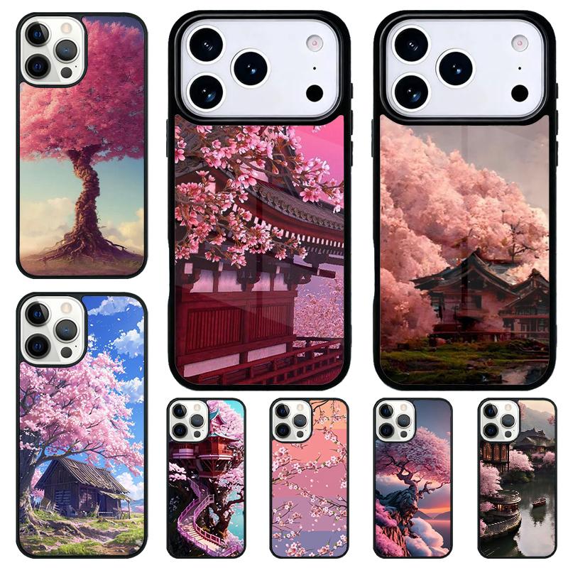 Cherryblossom Tree House Phone Case for iPhone 17 Air 16 15 11 12 14 13 Pro Max Shockproof Cover