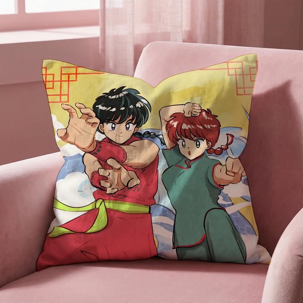 Cartoon R-Ranma1 1/2 Cushion Cover Multi-Scene Pillow Cover for Home & Car - Reversible, Soft & Durable for Daily Use